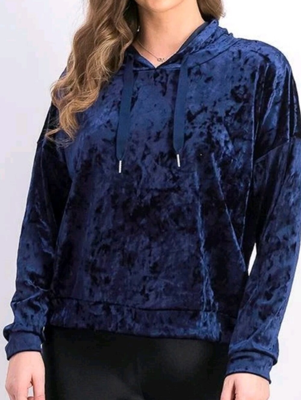 Alfani Velvet Hoodie Dark Blue M Medium Initmates Sleep Hooded Lounge Top New